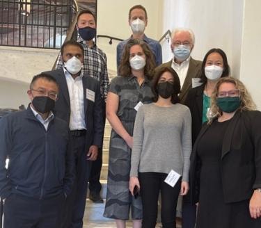 Constructive Collisions February 2022: Associate Vice President for Research, Kimberly Eck (bottom-right) with participating Emory Faculty members Xiao Hu, Lars Ruthotto, Razieh Nabi, Donald Lee, Abeed Sarker, Lauren Klein, John Banja, and Joyce Hu.